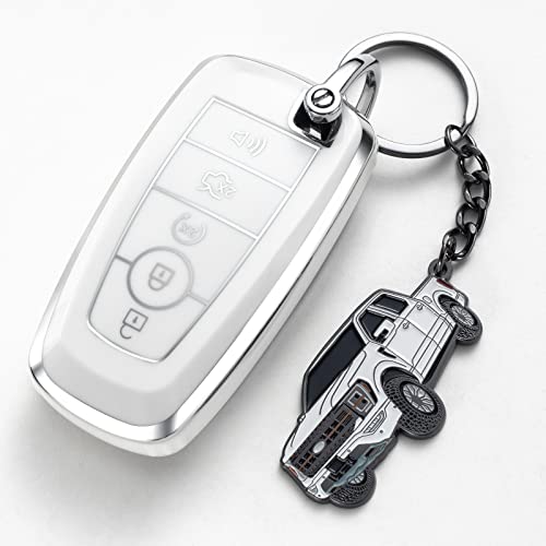SINLAKUA F150 Keychain for Ford F150 Accessories 2023 F-150 Key Chain Fob Cover 2022 Toy Truck Metal KeyRing Accessories White - Image 3