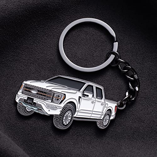 SINLAKUA F150 Keychain for Ford F150 Accessories 2023 F-150 Key Chain Fob Cover 2022 Toy Truck Metal KeyRing Accessories White - Image 2