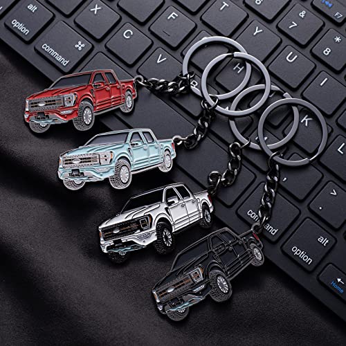 SINLAKUA F150 Keychain for Ford F150 Accessories 2023 F-150 Key Chain Fob Cover 2022 Toy Truck Metal KeyRing Accessories White - Image 5