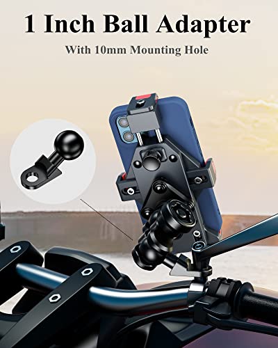 BRCOVAN 1'' Ball Mount Adapter Compatible with RAM Mounts B Size Double Socket Arm, Mounting Hole Diameter 10mm, Angled Design - Image 2