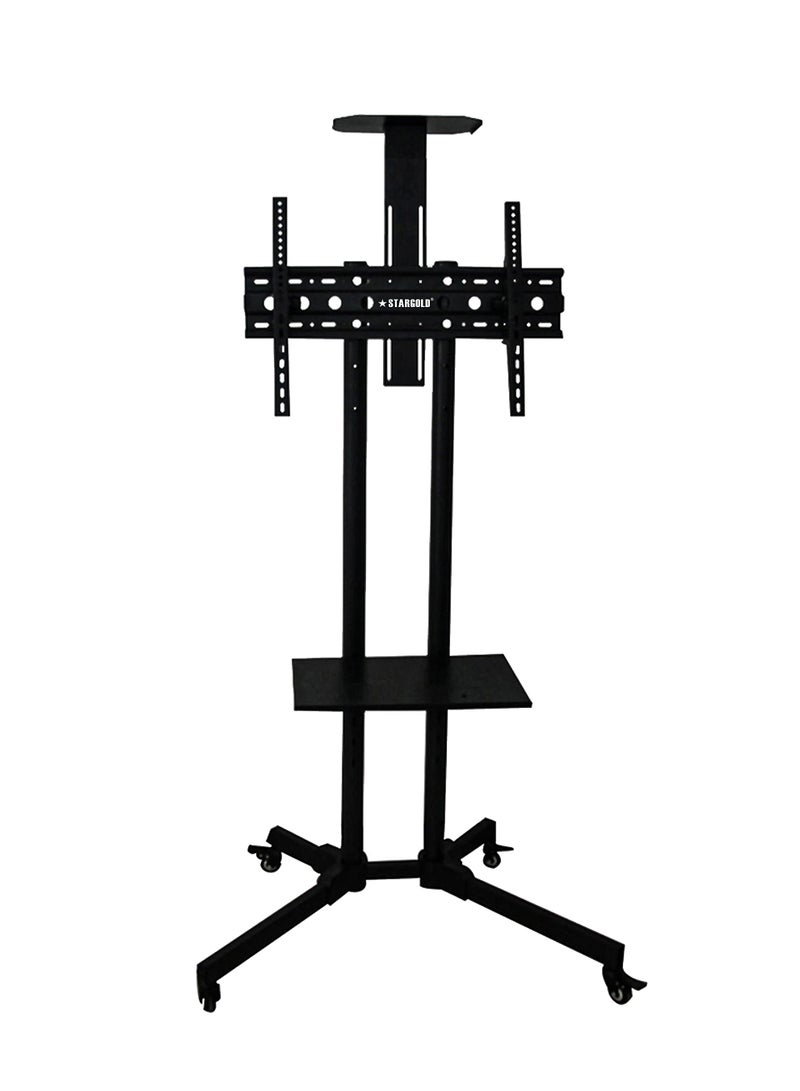 ستارجولد عربة تلفزيون متنقلة لأجهزة تلفزيون من 32 إلى 75 بوصة، حامل متحرك عالي التحمل مع عجلات، إمالة من +15 إلى -15 درجة، VESA 600x400، سعة تحميل 50 كجم، ارتفاع قابل للتعديل - Image 1