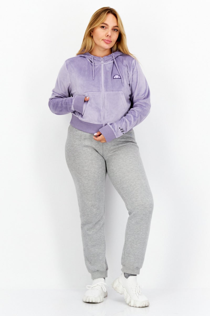 Ellesse Women Sportswear Fit Embroidered Logo Drawstring Hoodie, Purple - Image 3