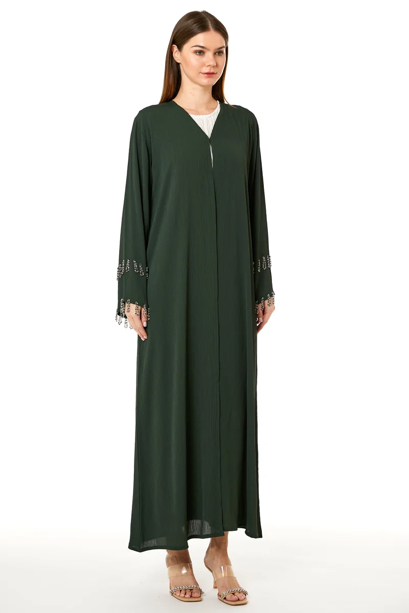 Moistreet Embellished V-Neck Abaya
