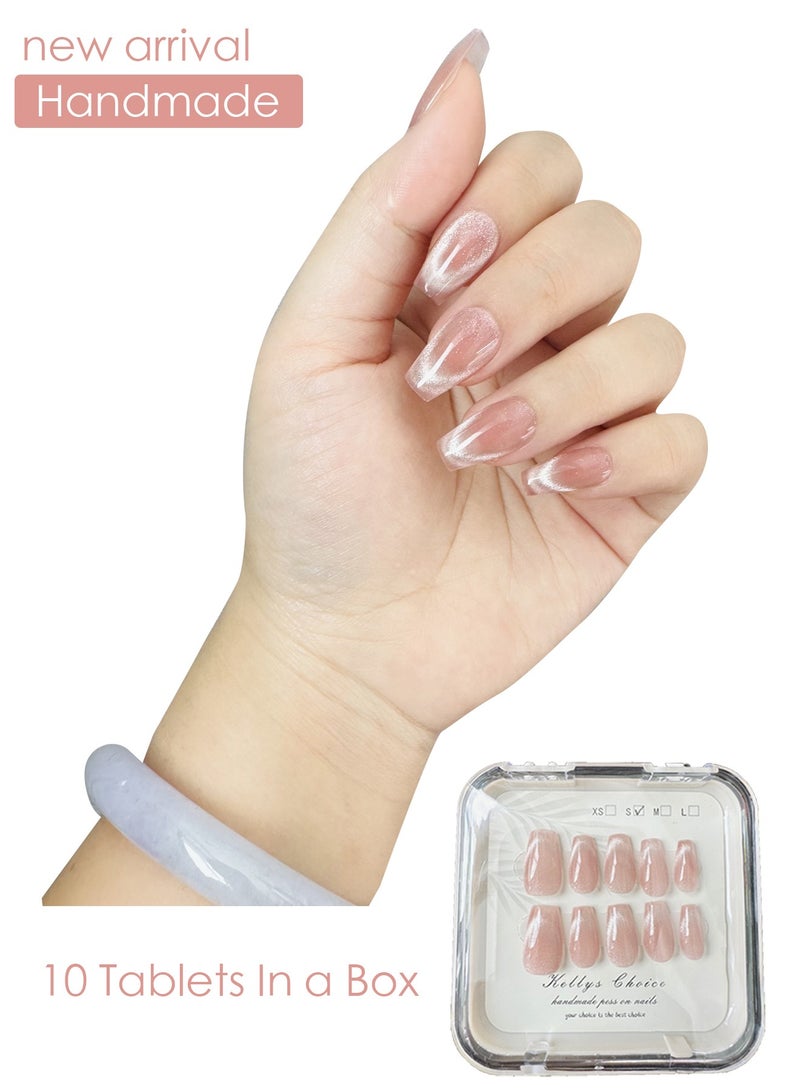 مجموعة أظافر صناعية مكونة من 10 قطع مصنوعة يدويًا، ملصقات أظافر عالمية أوروبية وأمريكية قابلة للفصل، رمز S - Image 1