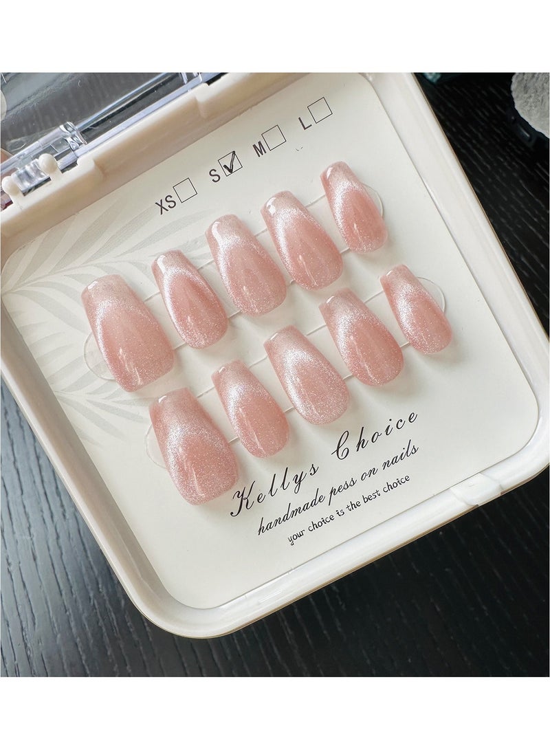 مجموعة أظافر صناعية مكونة من 10 قطع مصنوعة يدويًا، ملصقات أظافر عالمية أوروبية وأمريكية قابلة للفصل، رمز S - Image 4