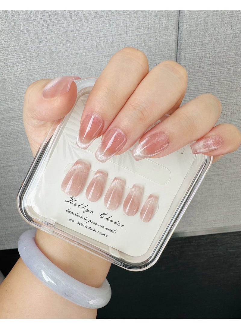 مجموعة أظافر صناعية مكونة من 10 قطع مصنوعة يدويًا، ملصقات أظافر عالمية أوروبية وأمريكية قابلة للفصل، رمز S - Image 2