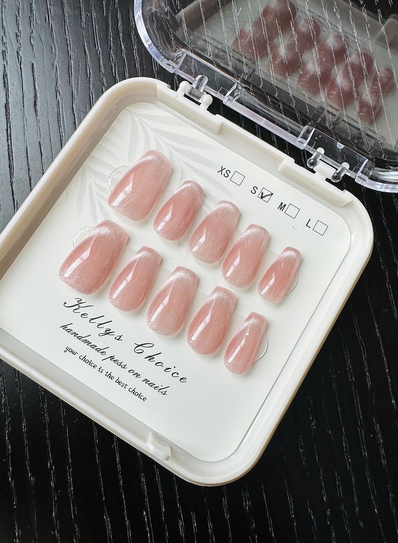 مجموعة أظافر صناعية مكونة من 10 قطع مصنوعة يدويًا، ملصقات أظافر عالمية أوروبية وأمريكية قابلة للفصل، رمز S - Image 5