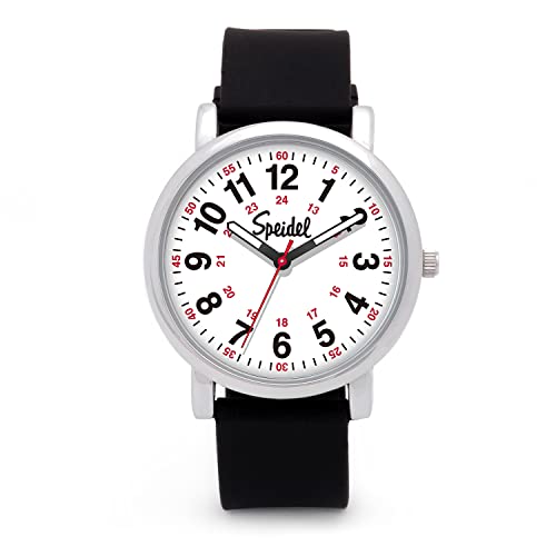 Speidel Original Scrub Watch™ for Nurses, Medical Professionals, Mens and Womens Watch with Second Hand Nursing, Nurse Watches for Women Men, Waterproof 12 and 24 hr Time - Black - Image 1