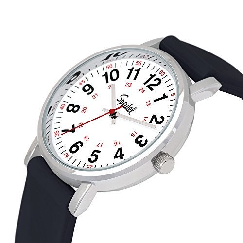 Speidel Original Scrub Watch™ for Nurses, Medical Professionals, Mens and Womens Watch with Second Hand Nursing, Nurse Watches for Women Men, Waterproof 12 and 24 hr Time - Black - Image 2