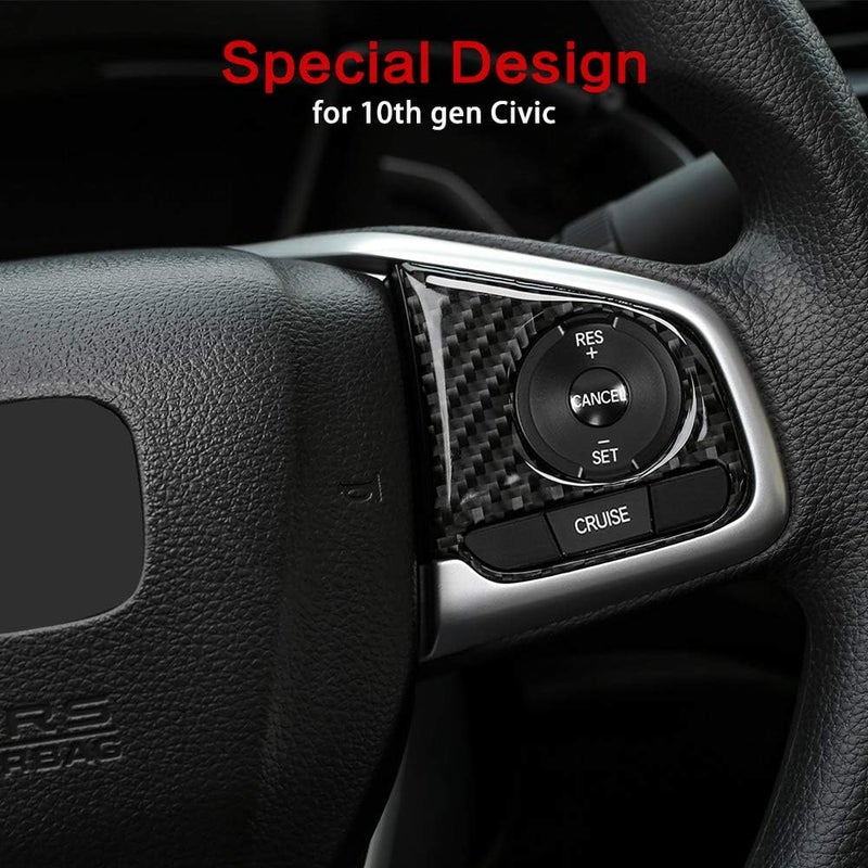 Thenice Real Carbon Fiber Steering Wheel Cover Trims for Honda Civic & CR-V - Image 3