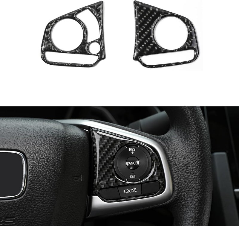 Thenice Real Carbon Fiber Steering Wheel Cover Trims for Honda Civic & CR-V - Image 1