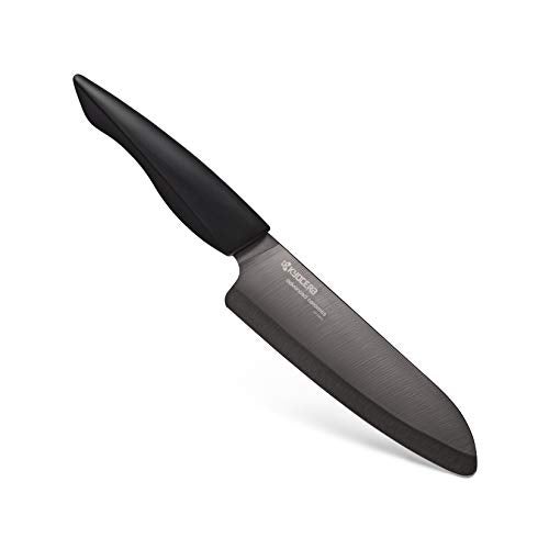 Kyocera Innovation Series Ceramic 6" Chef's Santoku Knife with Soft Touch Ergonomic Handle, Black Blade, Black Handle - Image 4
