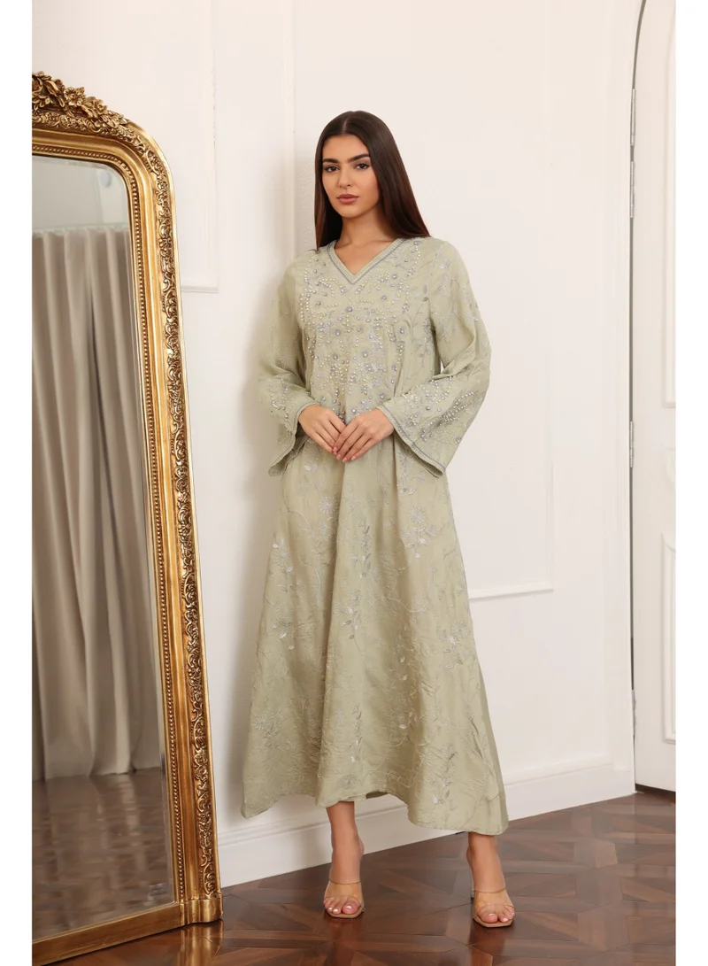 اكسا جلابية لؤلؤ الصحراء  IK6044 اخضر