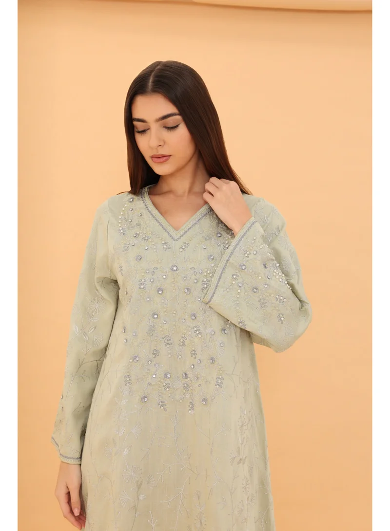 اكسا جلابية لؤلؤ الصحراء  IK6044 اخضر