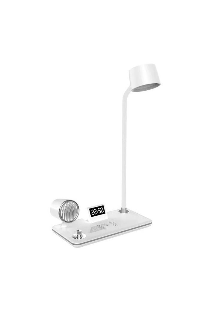 4-in-1 LED Desk Lamp with Bluetooth Speaker, Wireless Charging, USB Port, Touch Control, Digital Clock & Adjustable Light - Image 1