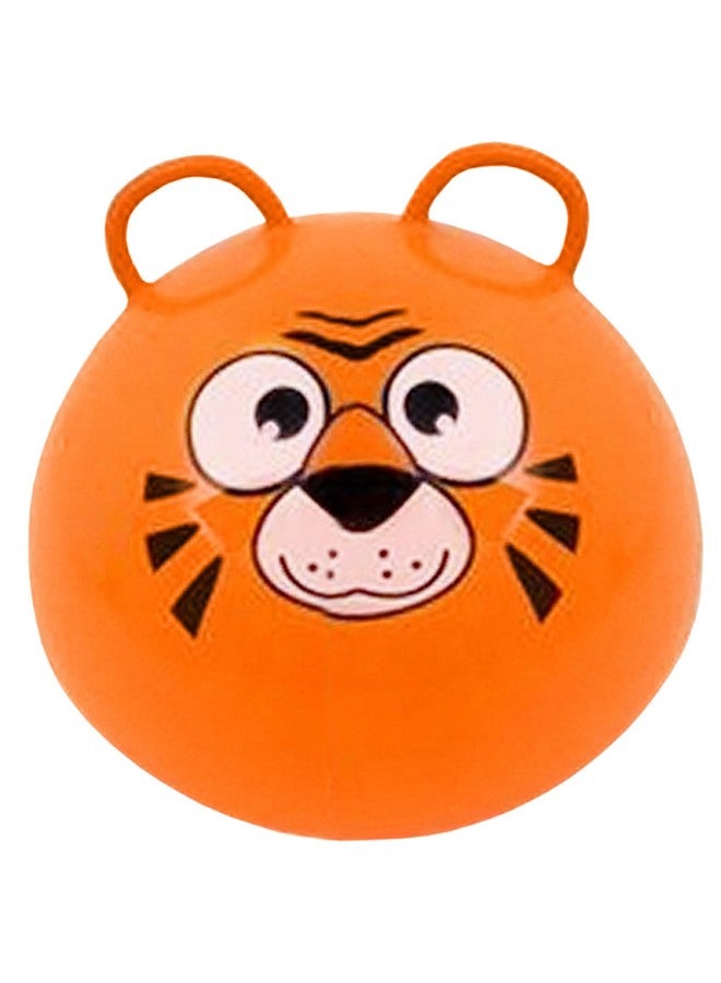 Rin كرات القفز الرياضية RIN هيبتي هوب بوجه حيوان ومقبضين للأطفال (نمر برتقالي)