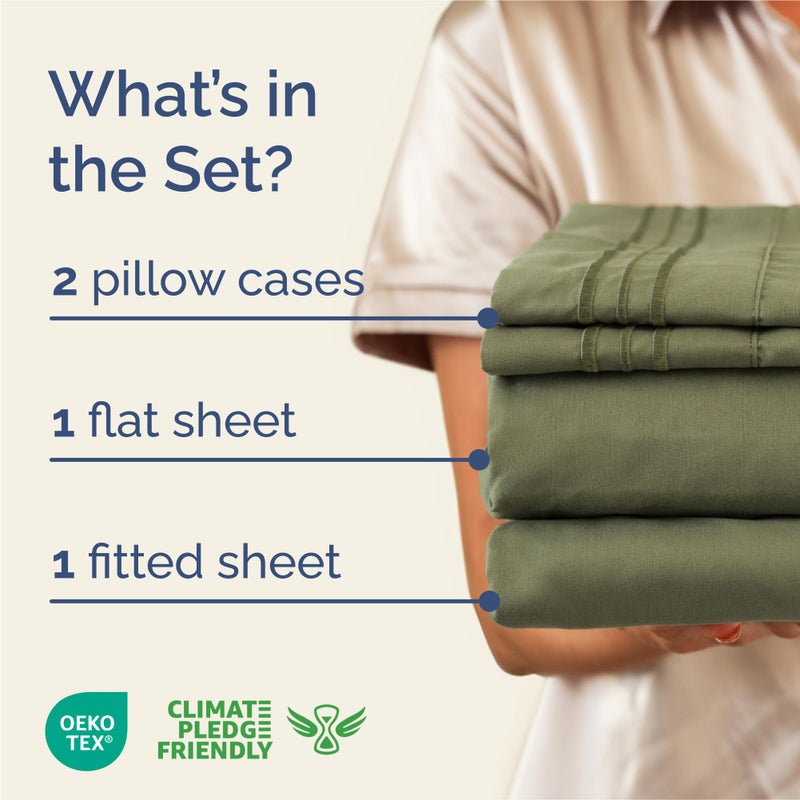 CGK Unlimited King Size 4 Piece Sheet Set - Comfy Breathable & Cooling Bed Sheets Set - Hotel Luxury Bedding for Women, Men, Kids & Teens - Deep Pockets, Easy-Fit, Super Soft & Wrinkle Free - Oeko-Tex - Sage Green  - Image 2