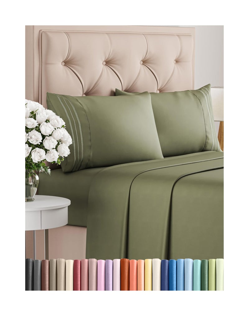 CGK Unlimited King Size 4 Piece Sheet Set - Comfy Breathable & Cooling Bed Sheets Set - Hotel Luxury Bedding for Women, Men, Kids & Teens - Deep Pockets, Easy-Fit, Super Soft & Wrinkle Free - Oeko-Tex - Sage Green  - Image 1