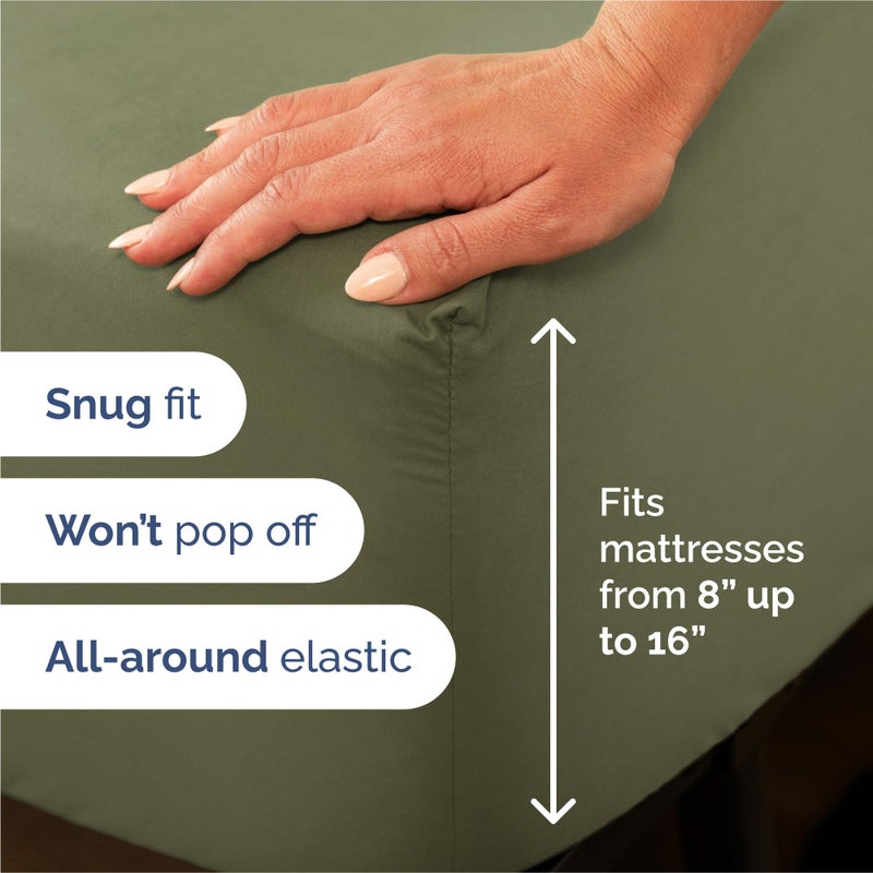 CGK Unlimited King Size 4 Piece Sheet Set - Comfy Breathable & Cooling Bed Sheets Set - Hotel Luxury Bedding for Women, Men, Kids & Teens - Deep Pockets, Easy-Fit, Super Soft & Wrinkle Free - Oeko-Tex - Sage Green  - Image 3