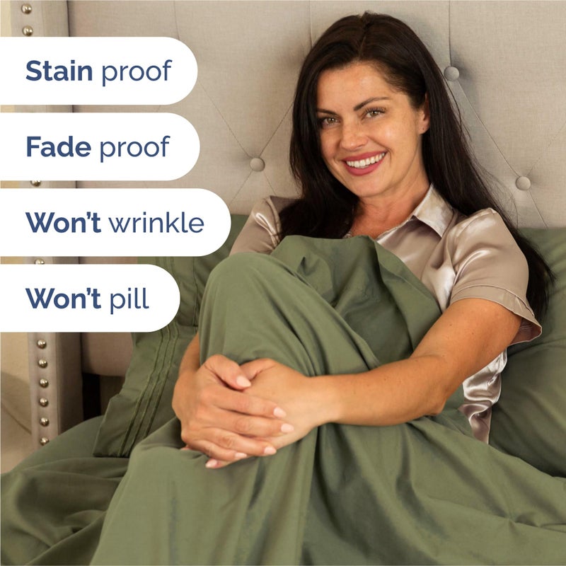 CGK Unlimited King Size 4 Piece Sheet Set - Comfy Breathable & Cooling Bed Sheets Set - Hotel Luxury Bedding for Women, Men, Kids & Teens - Deep Pockets, Easy-Fit, Super Soft & Wrinkle Free - Oeko-Tex - Sage Green  - Image 5