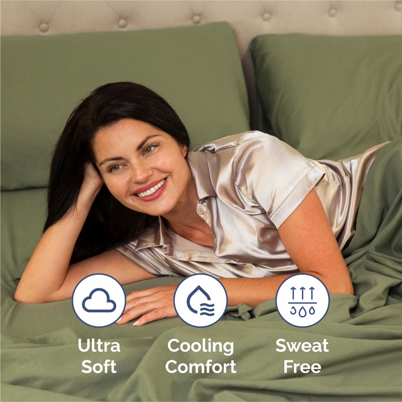 CGK Unlimited King Size 4 Piece Sheet Set - Comfy Breathable & Cooling Bed Sheets Set - Hotel Luxury Bedding for Women, Men, Kids & Teens - Deep Pockets, Easy-Fit, Super Soft & Wrinkle Free - Oeko-Tex - Sage Green  - Image 4