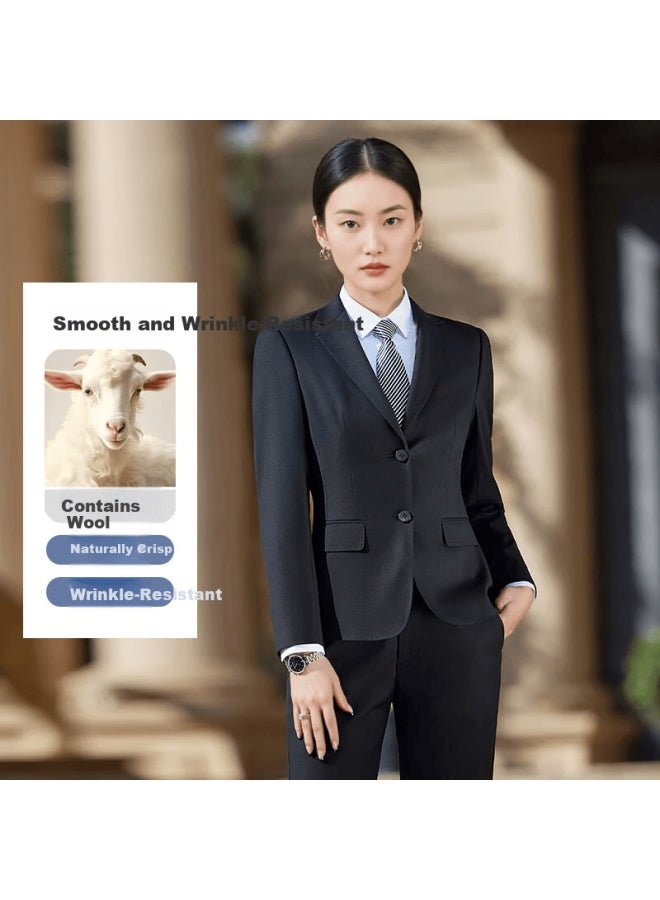 Teluoman Women's Wool Wrinkle-free Professional Blazer Slim Fit High-end Business Suit Jacket - Image 1