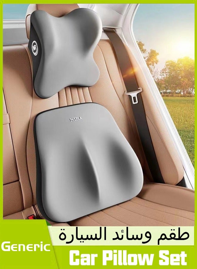 Car Back Cushion Lumbar Support and Car Neck Pillow,Car Seat Head Rest Neck Pillow Car Neck ans Back Pillow Set,Carseat Neck Support,100% Pure Memory Foam, Ergonomic,for Chair, Car Seat, Wheelchair, Gaming, Office Chair - Image 1