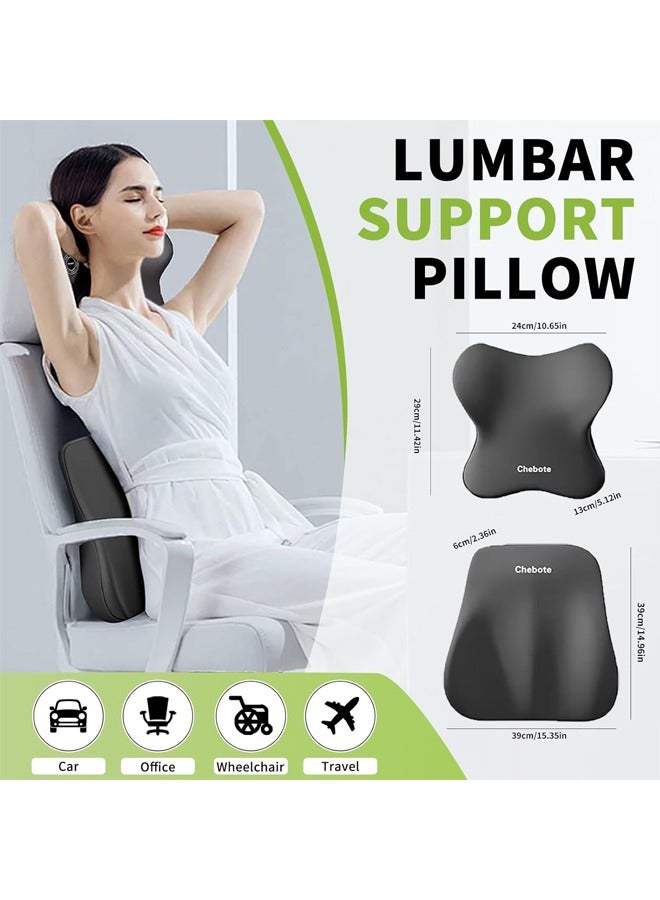 Car Back Cushion Lumbar Support and Car Neck Pillow,Car Seat Head Rest Neck Pillow Car Neck ans Back Pillow Set,Carseat Neck Support,100% Pure Memory Foam, Ergonomic,for Chair, Car Seat, Wheelchair, Gaming, Office Chair - Image 2