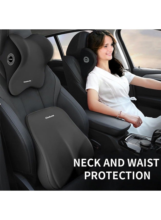 Car Back Cushion Lumbar Support and Car Neck Pillow,Car Seat Head Rest Neck Pillow Car Neck ans Back Pillow Set,Carseat Neck Support,100% Pure Memory Foam, Ergonomic,for Chair, Car Seat, Wheelchair, Gaming, Office Chair - Image 3