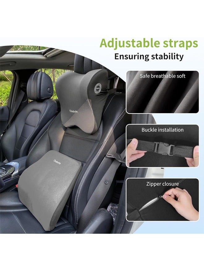 Car Back Cushion Lumbar Support and Car Neck Pillow,Car Seat Head Rest Neck Pillow Car Neck ans Back Pillow Set,Carseat Neck Support,100% Pure Memory Foam, Ergonomic,for Chair, Car Seat, Wheelchair, Gaming, Office Chair - Image 5