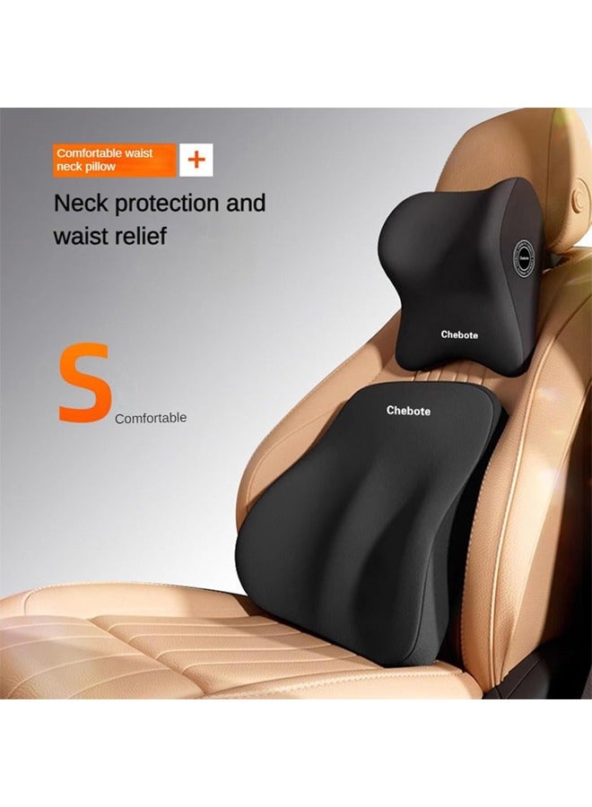 Car Back Cushion Lumbar Support and Car Neck Pillow,Car Seat Head Rest Neck Pillow Car Neck ans Back Pillow Set,Carseat Neck Support,100% Pure Memory Foam, Ergonomic,for Chair, Car Seat, Wheelchair, Gaming, Office Chair - Image 4