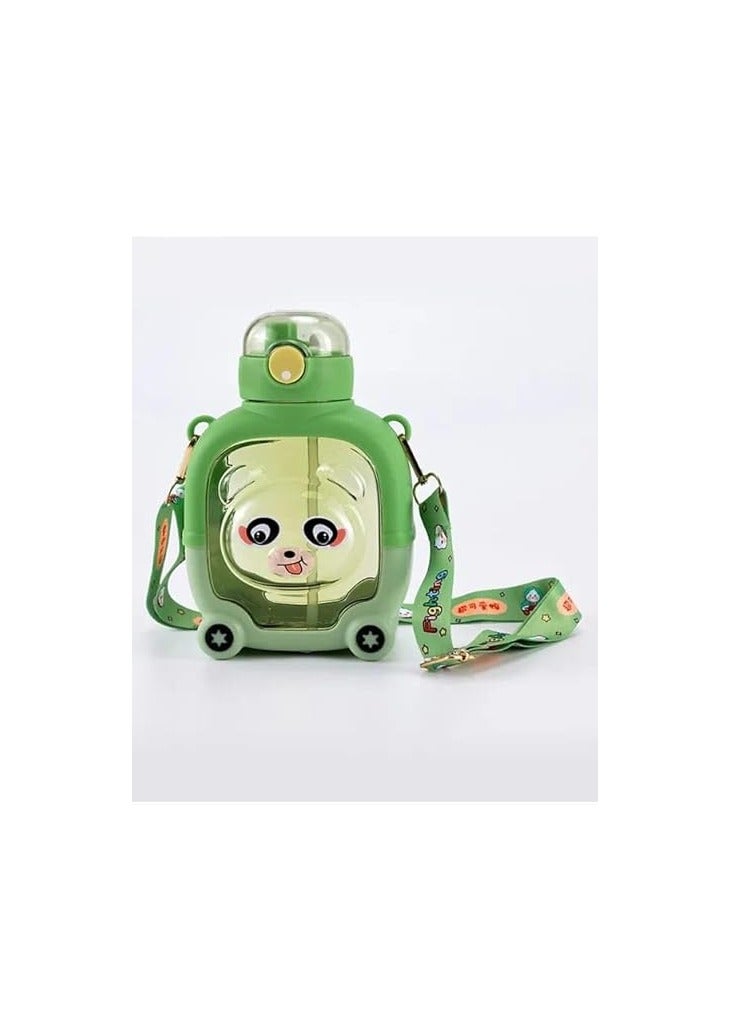 Emoji Drinking Bottle For Kids And Adults Boys And Girls, 1000Ml School Bottle With Straw, Strap And Stickers - Multi Color - Image 3