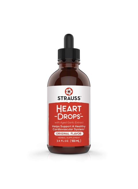 Strauss Naturals Heartdrops, Herbal Heart Supplements With European Mistletoe And Extracts Of Aged Garlic, 3.4 Fl Oz Bottle, Original Flavor; Vegan, Non-Gmo, Naturally Sourced Ingredients