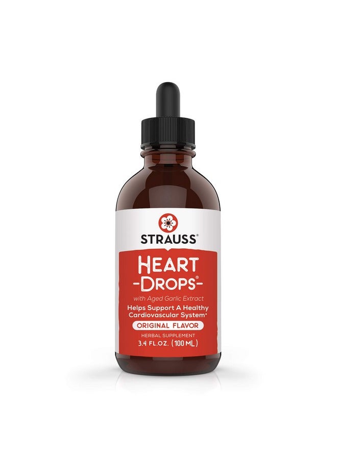Strauss Heartdrops - Strauss Naturals Heartdrops, Herbal Heart Supplements With European Mistletoe And Extracts Of Aged Garlic, 3.4 Fl Oz Bottle, Original Flavor; Vegan, Non-Gmo, Naturally Sourced Ingredients - Image 1