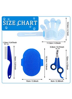 Patelai 4 Pieces Bunny Grooming Kit: Brush, Hair Remover, Nail Clipper, Shampoo Brush with Adjustable Ring Handle for Rabbits, Hamsters (Blue)  - Image 2