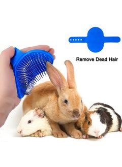 Patelai 4 Pieces Bunny Grooming Kit: Brush, Hair Remover, Nail Clipper, Shampoo Brush with Adjustable Ring Handle for Rabbits, Hamsters (Blue)  - Image 4