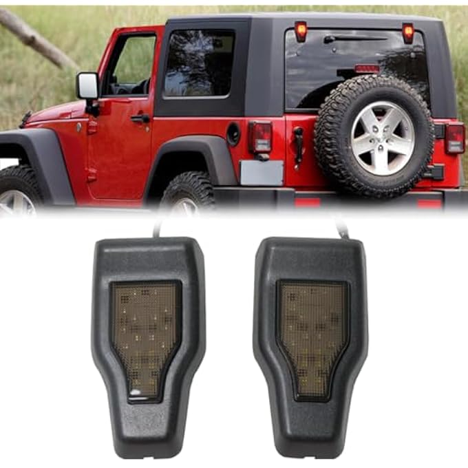 Unity Led Brake Light Rear Window Glass For Jeep Wrangler Jl 20183Rd Brake Lights Tailgate Rear Lamp 2 PiecesBlack - Image 1