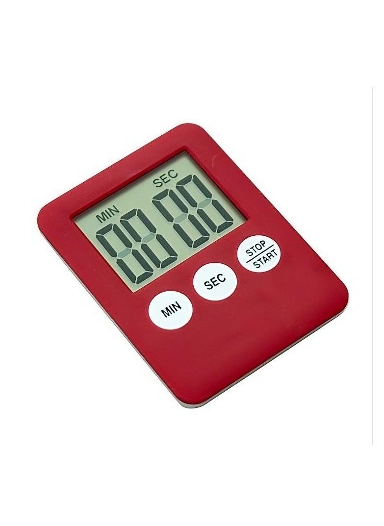 AROAQ Digital Timer, 1pc Small Count Down/up Clock with Magnetic Attachment, Big LCD Display Loud Sounds Minute Second Kitchen Timer for Games, Cooking, Classroom, (Red)  - Image 1