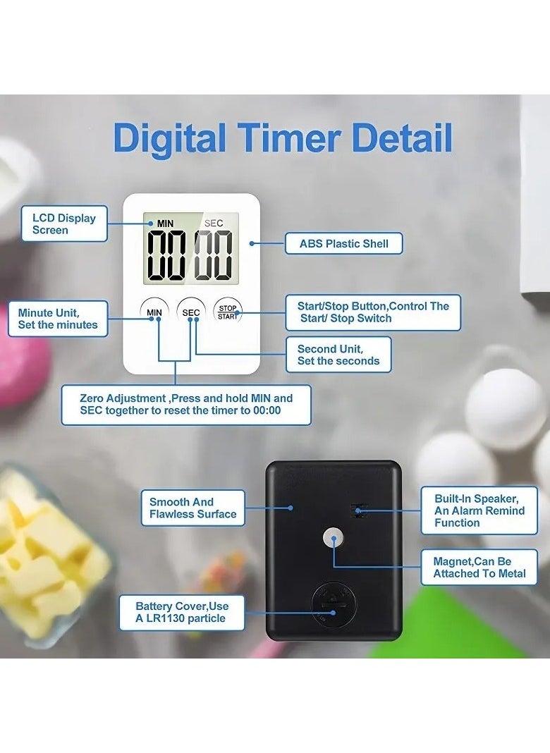 AROAQ Digital Timer, 1pc Small Count Down/up Clock with Magnetic Attachment, Big LCD Display Loud Sounds Minute Second Kitchen Timer for Games, Cooking, Classroom, (Red)  - Image 4