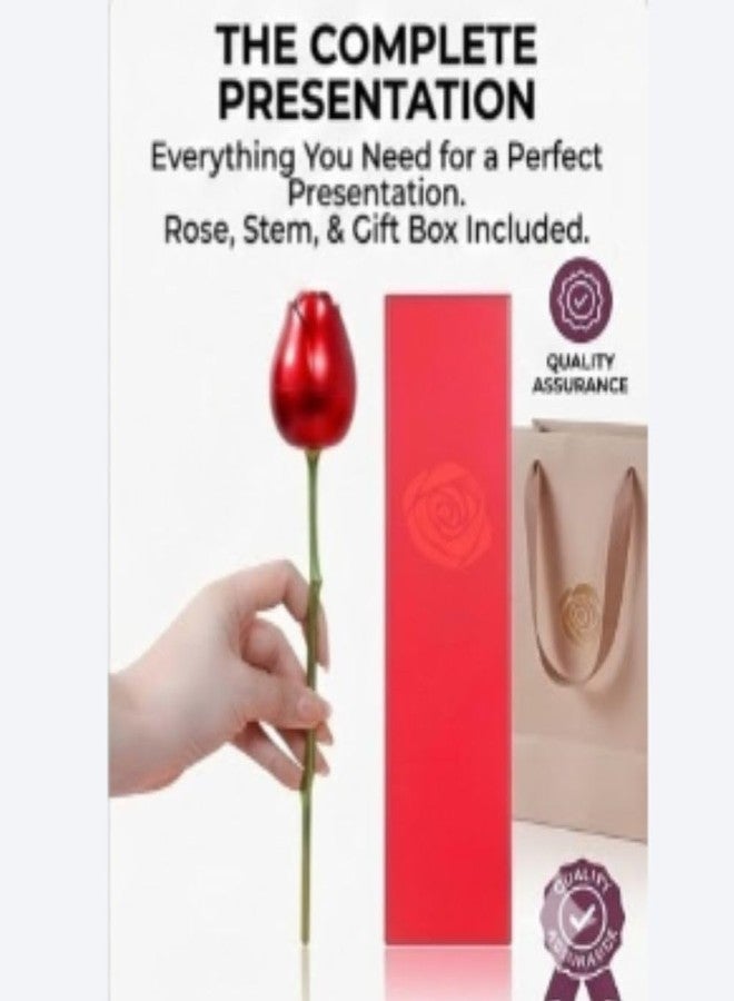 KRESHU Metal Rose Gift Box with Hidden Jewelry Storage | Premium Artificial Red Rose for Proposal, Engagement Ring Holder, Valentine, Anniversary & Romantic Gifts with Bag for Her (1-piece) - Image 4