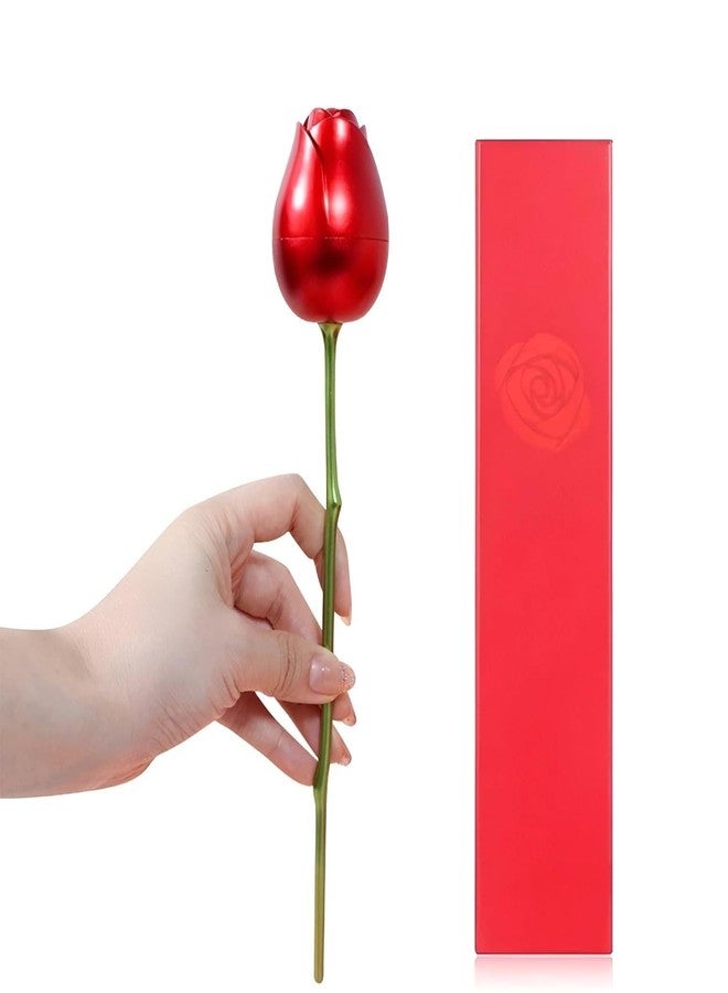 KRESHU Metal Rose Gift Box with Hidden Jewelry Storage | Premium Artificial Red Rose for Proposal, Engagement Ring Holder, Valentine, Anniversary & Romantic Gifts with Bag for Her (1-piece) - Image 1