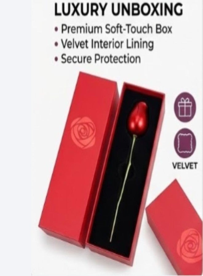 KRESHU Metal Rose Gift Box with Hidden Jewelry Storage | Premium Artificial Red Rose for Proposal, Engagement Ring Holder, Valentine, Anniversary & Romantic Gifts with Bag for Her (1-piece) - Image 2