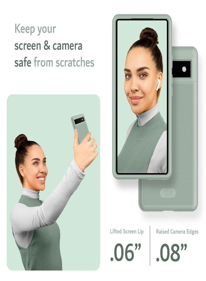 توديا جراب TUDIA MergeGrip [بمواصفات عسكرية] مصمم خصيصًا لهاتف Google Pixel 6a (2022)، [مُختبر ضد السقوط]، غطاء حماية مزدوج الطبقات مقاوم للصدمات، نحيف ومتين، مانع للانزلاق، شديد التحمل - لون أخضر زنبق - Image 4
