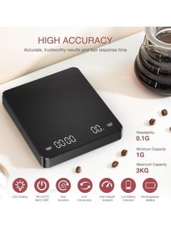 ELFSA Digital Coffee Scales with Timer - Coffee Espresso Brewing Drip Pour-Over Scale Baking Kitchen Scale 3000g / 6.6lbs Edition (Heat-Resistant Black)  - Image 5