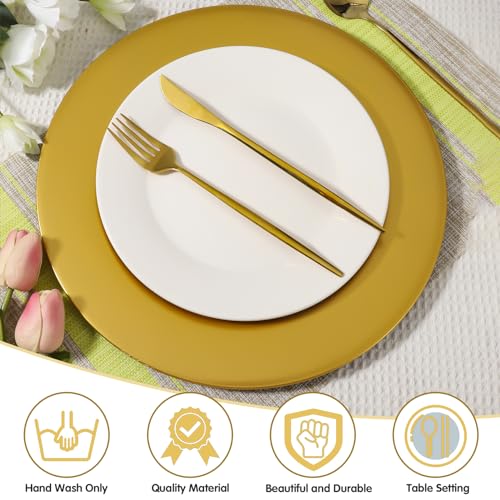 Hoemwarm 18 Pcs Golden Charger Plates Bulk,13 Inch Plastic Gold Dinner Round Tray Charger Tableware Dish for Table Setting Wedding Holidays Party Decor - Image 4