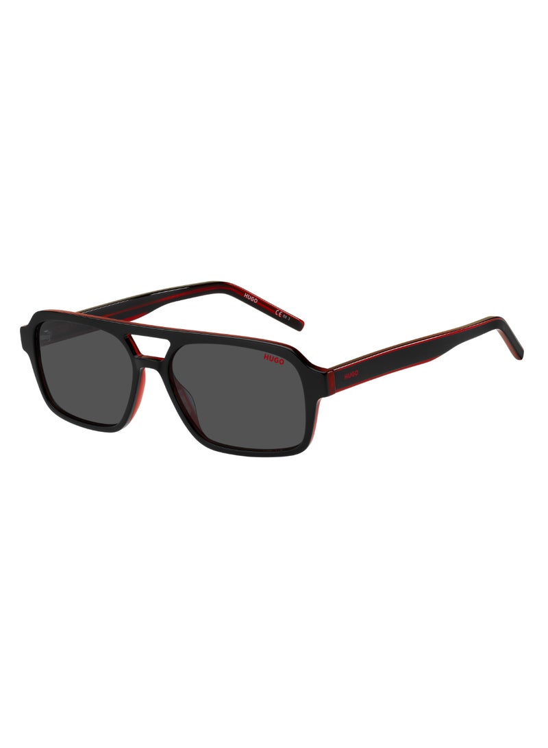 HUGO Men's Uv Protection Rectangular Shape Acetate Sunglasses Hg 1241/S Grey 41 - Lens Size: 40.7 Mm - Black Red - Image 1