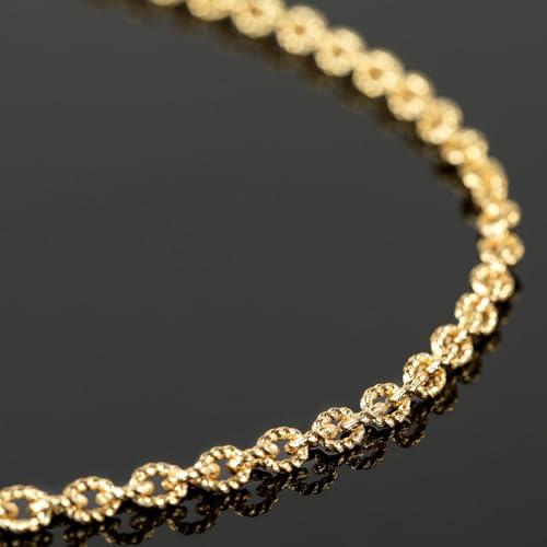 YOUBEIYEE 4 Meters 18K Gold Plated Chains for Jewelry Making Embossed Rolo Chain Light Gold Plated Brass Jewelry Chains with Jump Rings and Lobster Clasps - Image 5