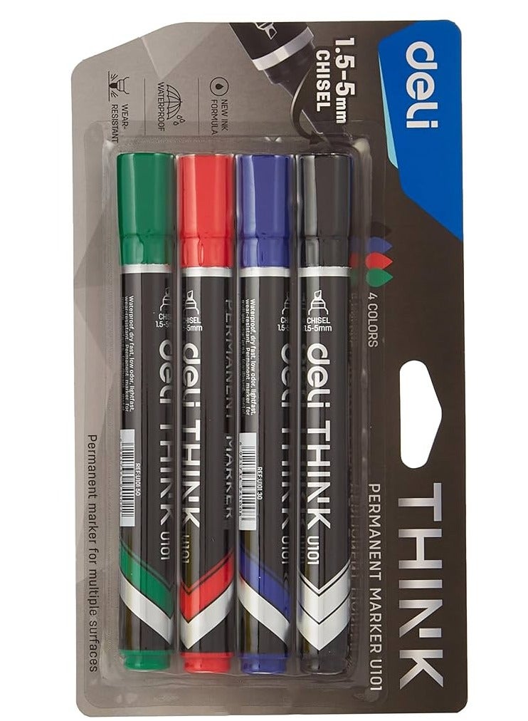 ديلي مجموعة أقلام تحديد دائمة متعددة الألوان من ديلي ثينك، 4 قطع