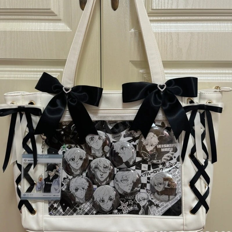 Japanese Ribbon Bow Tote Bag, Large Capacity - Image 3