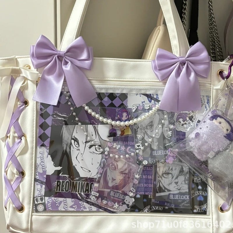 Japanese Ribbon Bow Tote Bag, Large Capacity - Image 2